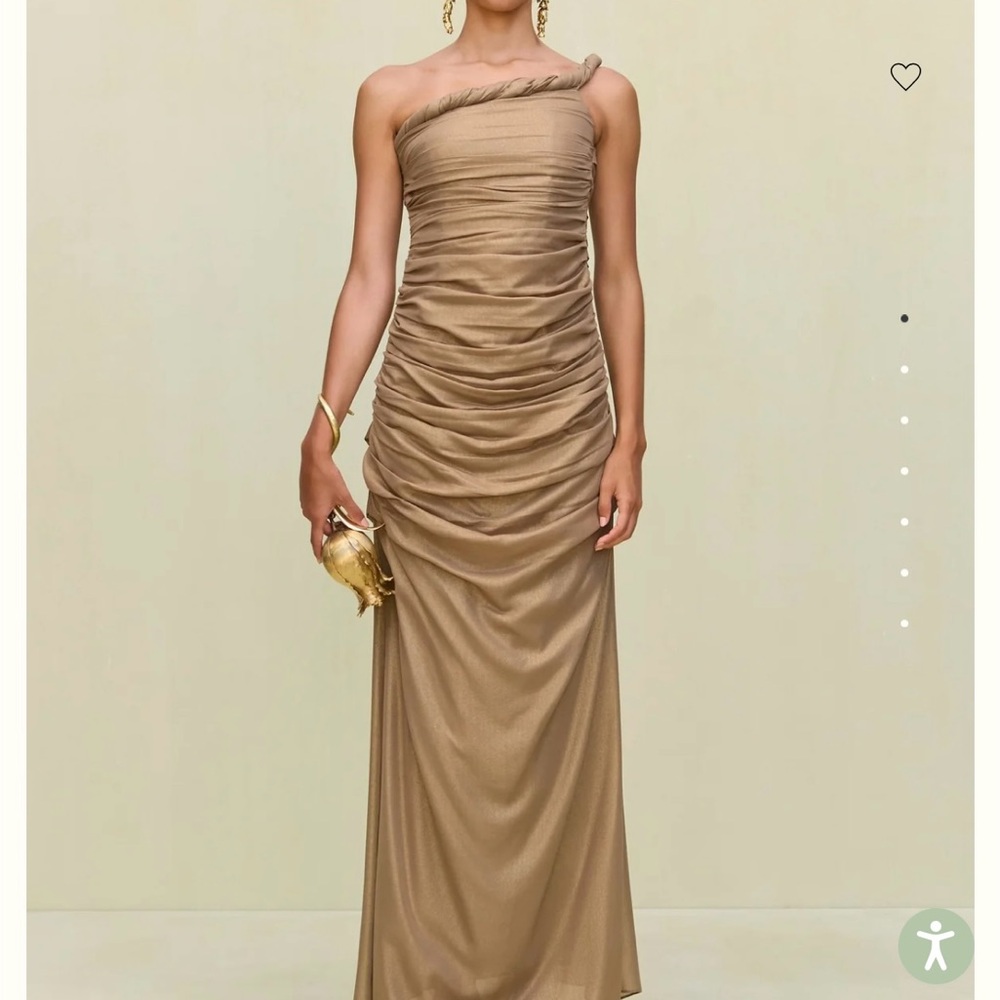 Cult Gaia One-Shoulder Ruched Brown Maxi Dress